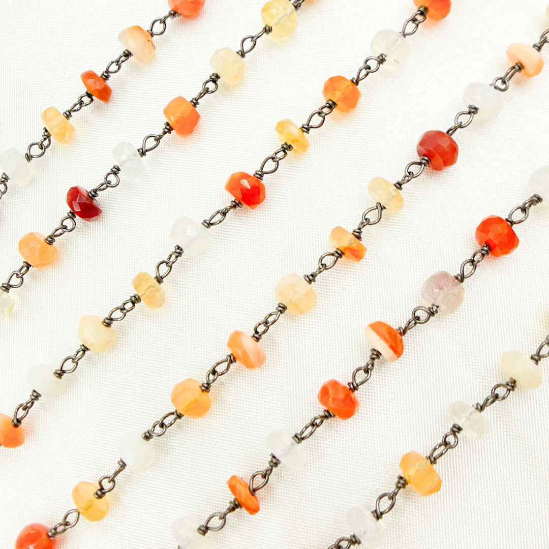 Fire Opal Oxidized Gold Plated Wire Chain