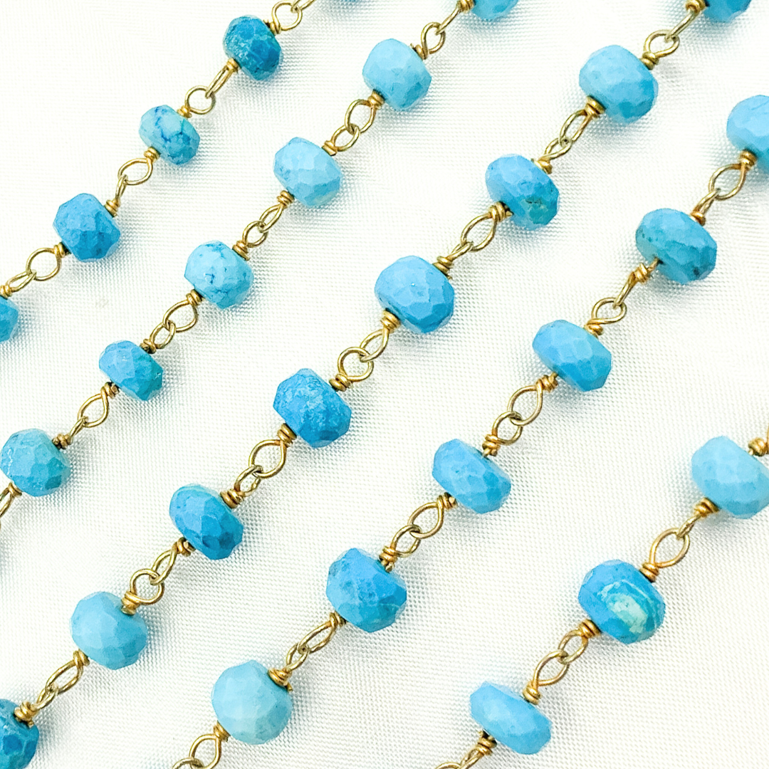 Turquoise Gold Plated Wire Chain