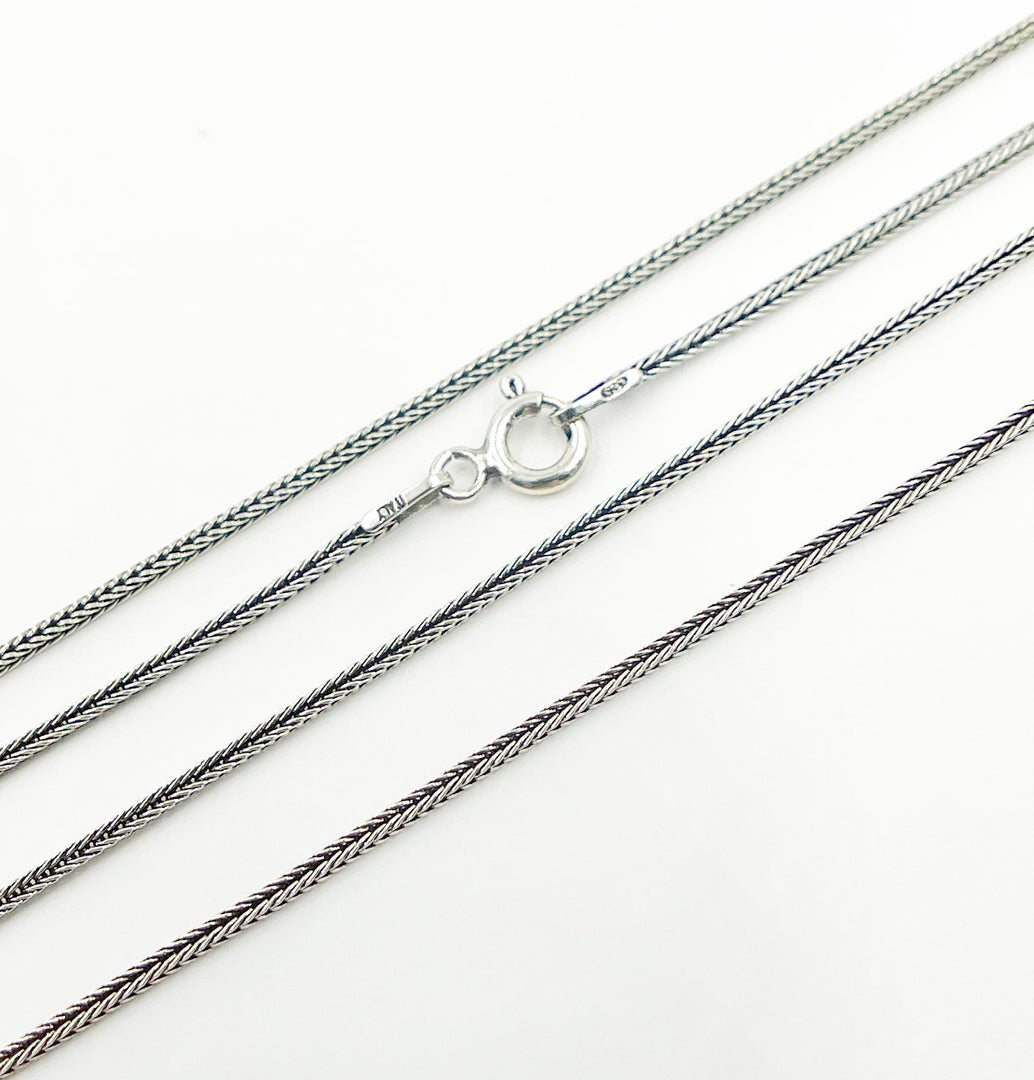 925 Sterling Silver Oxidized Wheat Necklace Chain. Z66Necklace