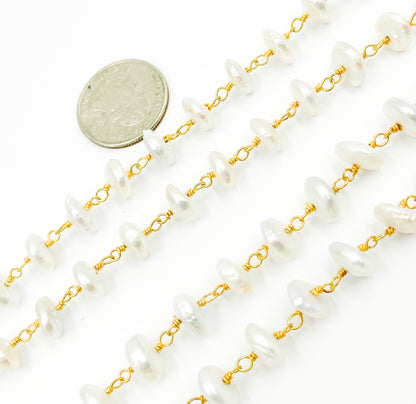 PRL23. Organic Freshwater Pearl Wire Wrap Chain