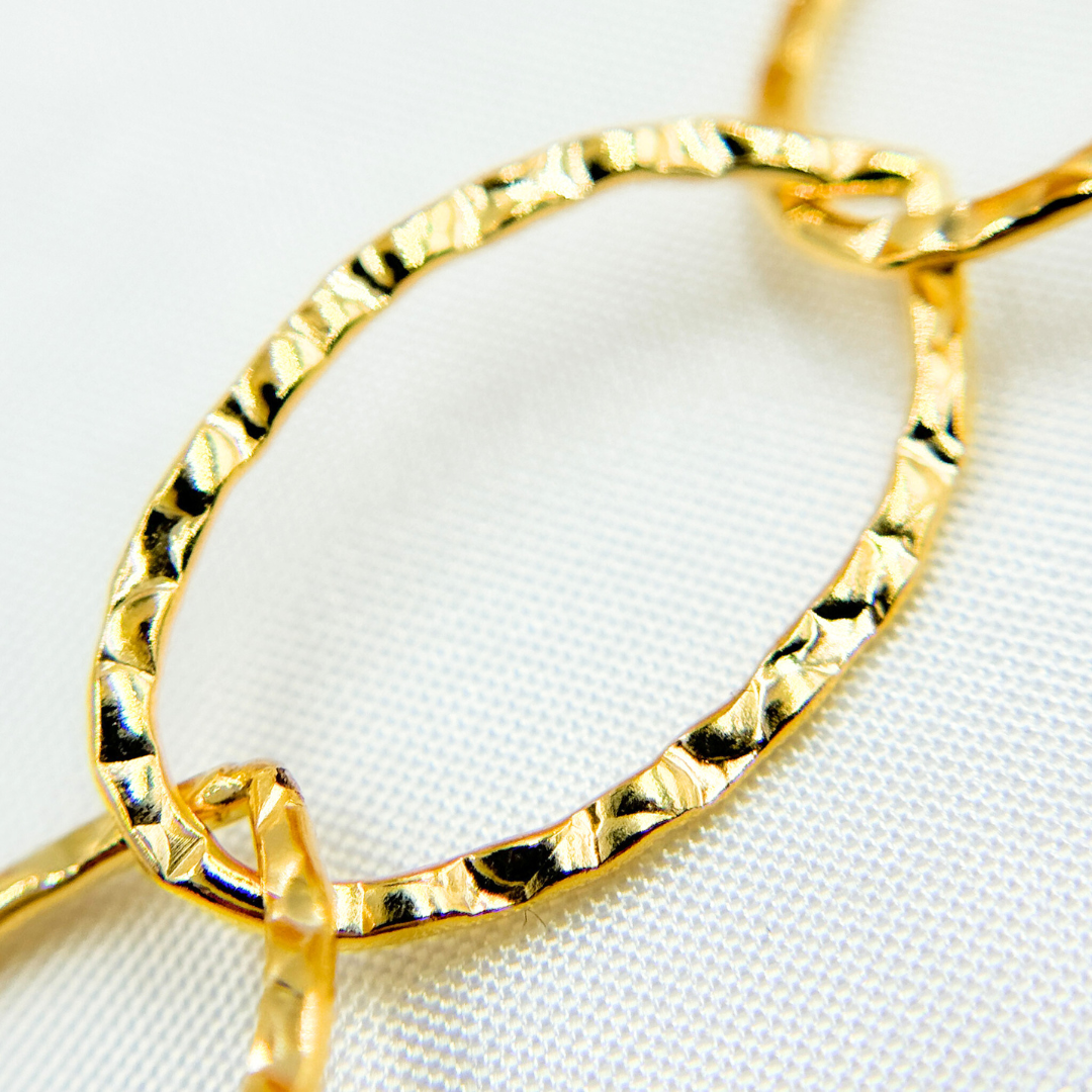 14k Gold Filled Hammered Oval Link Chain.  674KGF