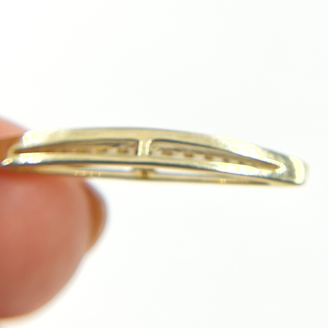 14K Solid Gold and Diamonds Paper Clip Dangle Earrings