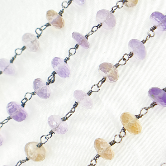 Ametrine Oxidized 925 Sterling Silver Wire Chain