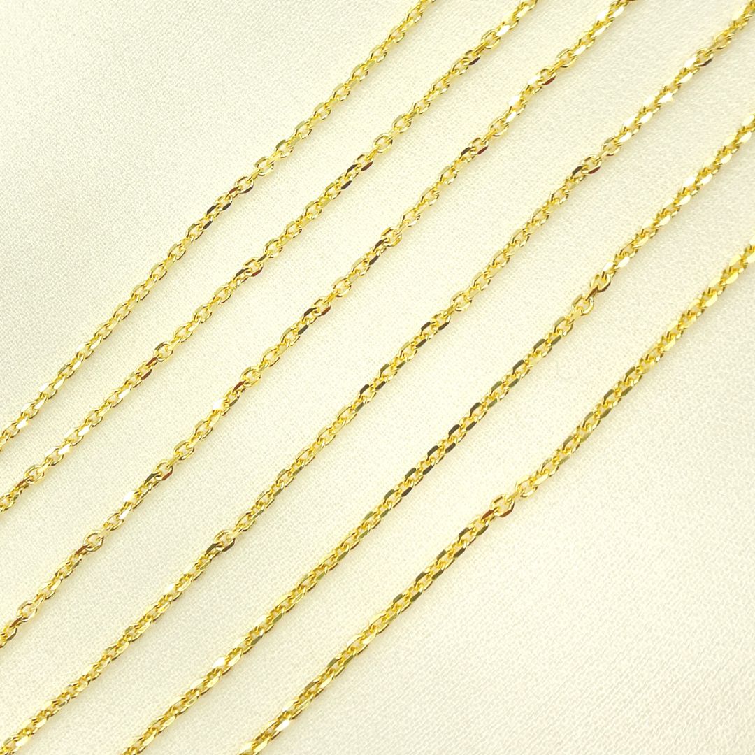 14K Solid Gold Diamond Cut Cable Link Unfinished Chain