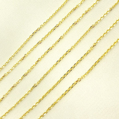 14K Solid Gold Diamond Cut Cable Link Unfinished Chain