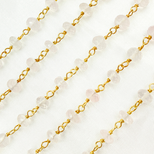 Rose Quartz Gold Plated 925 Sterling Silver Wire Chain