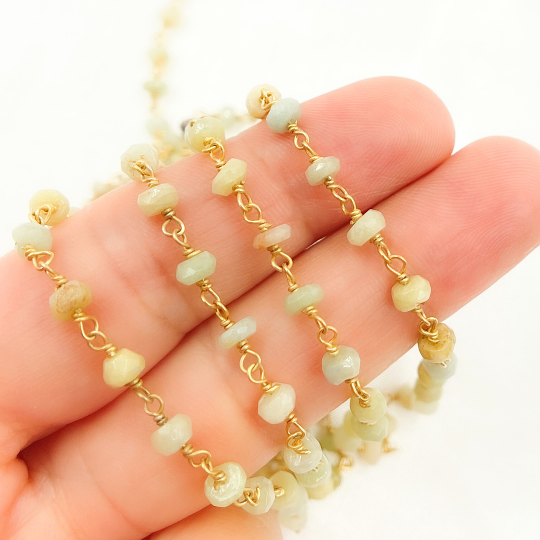 Coated Cats Eye Gold Plated Wire Chain