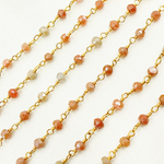 Load image into Gallery viewer, Coated Peach Quartz Gold Plated Wire Chain. CQU30
