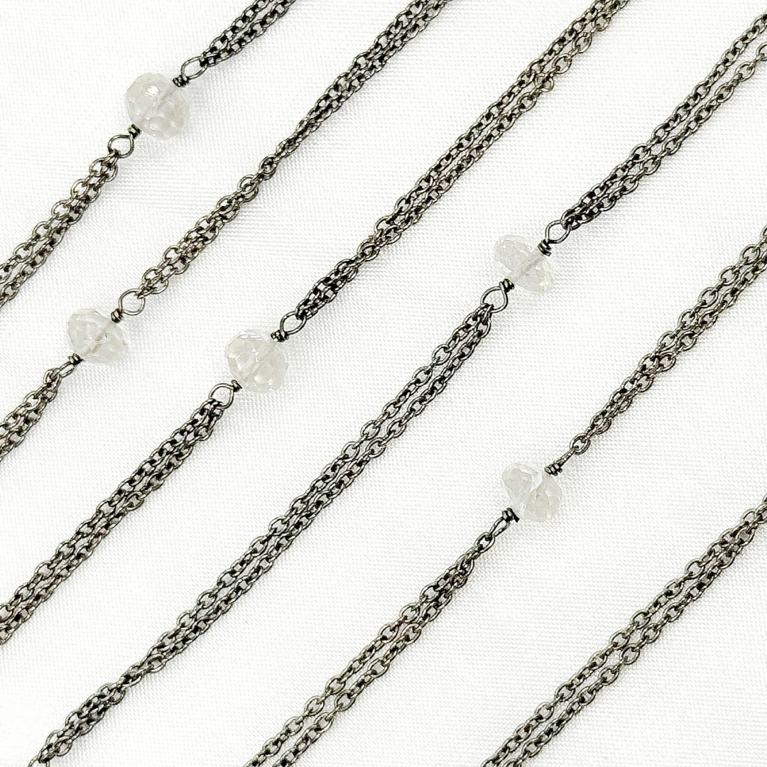 Crystal Double Oxidized Connected Wire Chain. CR17