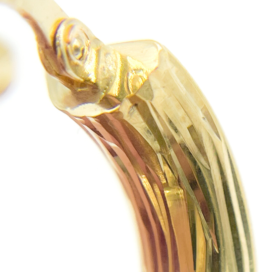 14K Solid Gold Flat Diamond Cut Hoop Earrings