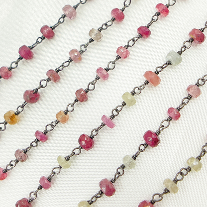 Multi Sapphire Pink Oxidized Wire Chain. MSA10