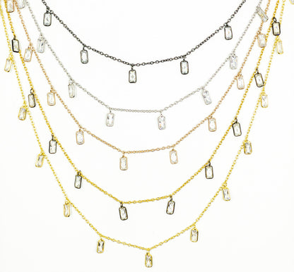 Cubic Zirconia Rectangle Shape Dangle Chain