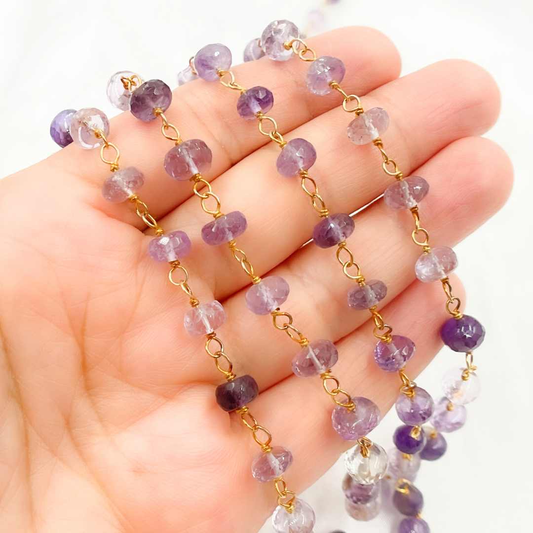 Amethyst Gold Plated Wire Chain