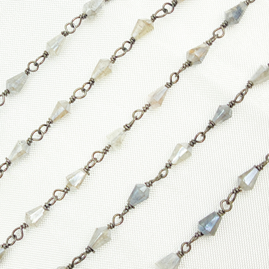 Coated Labradorite Oxidized Wire Chain