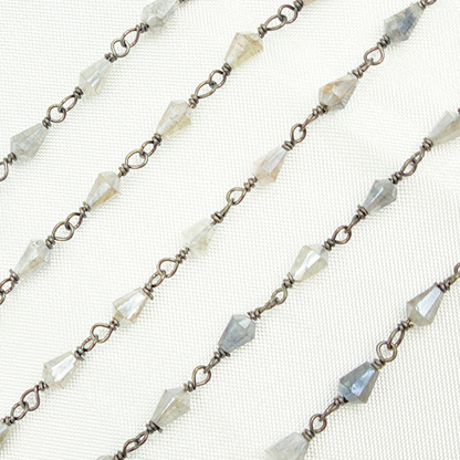 Coated Labradorite Oxidized Wire Chain