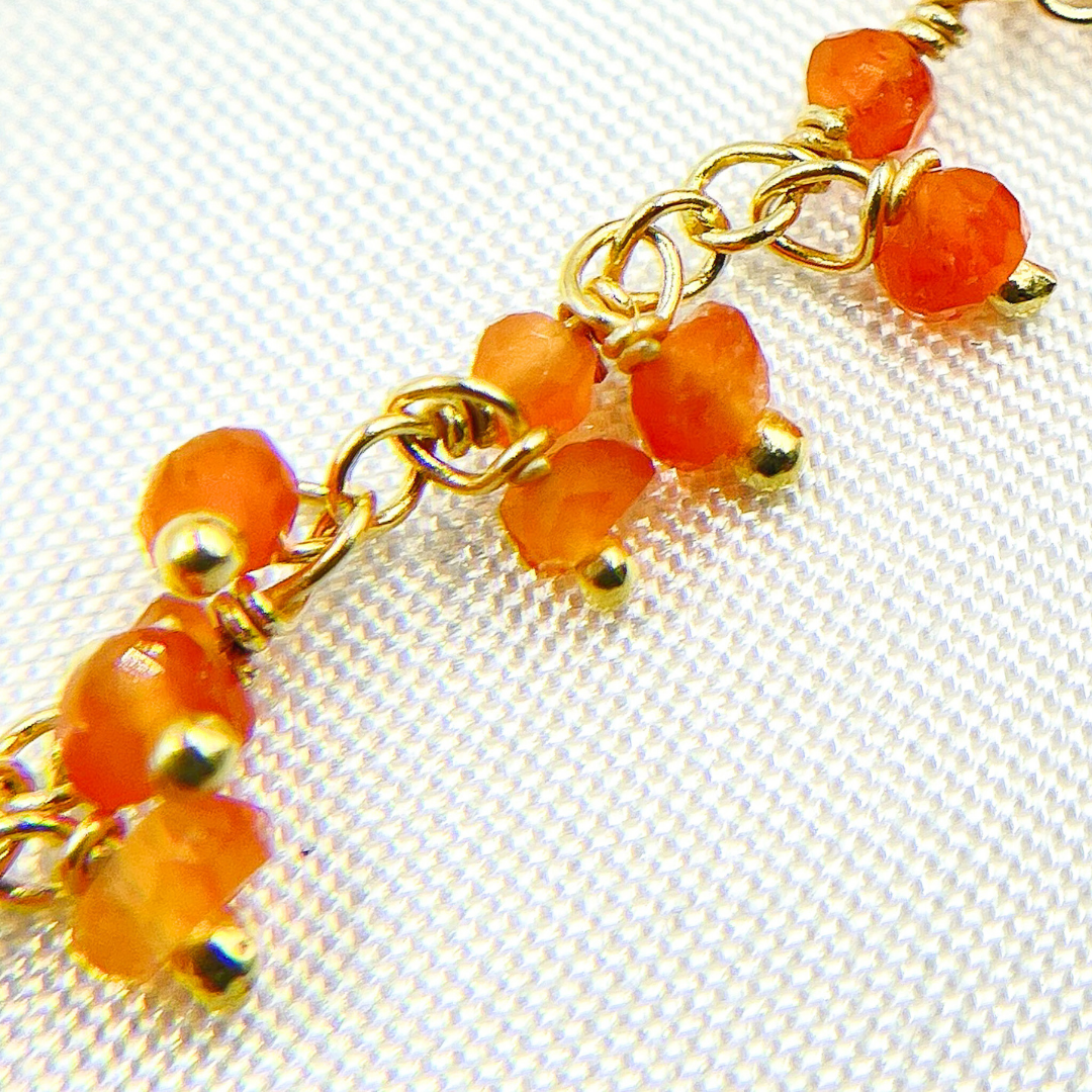 Carnelian Cluster Dangle Gold Plated Wire Chain.