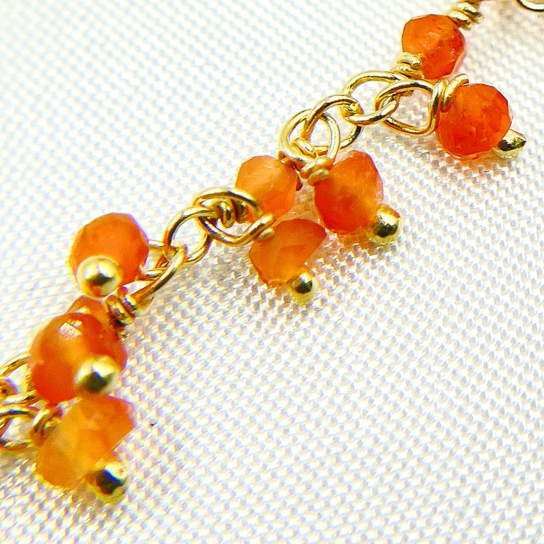 Carnelian Cluster Dangle Gold Plated Wire Chain. CAR8