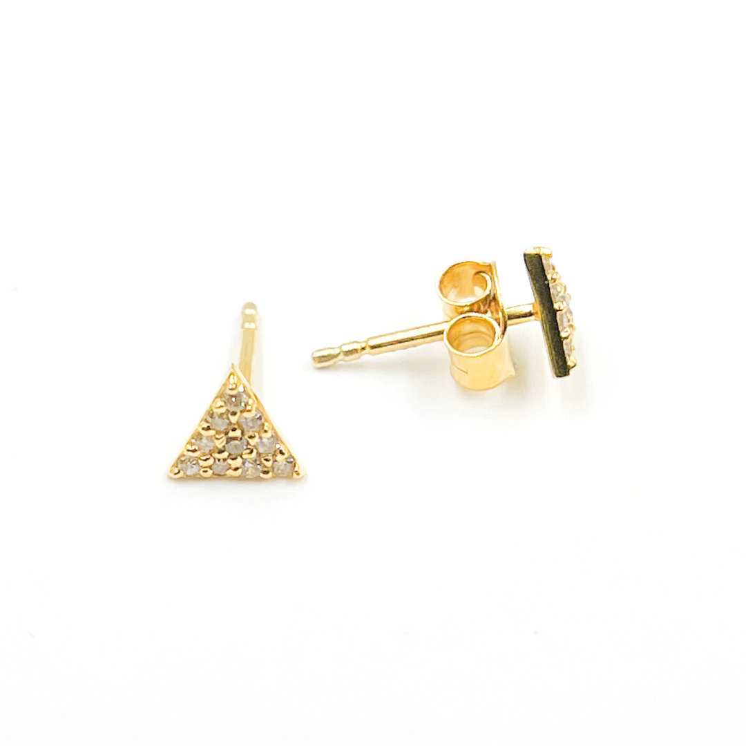 14K Solid Gold and Diamonds Ray Earrings. 