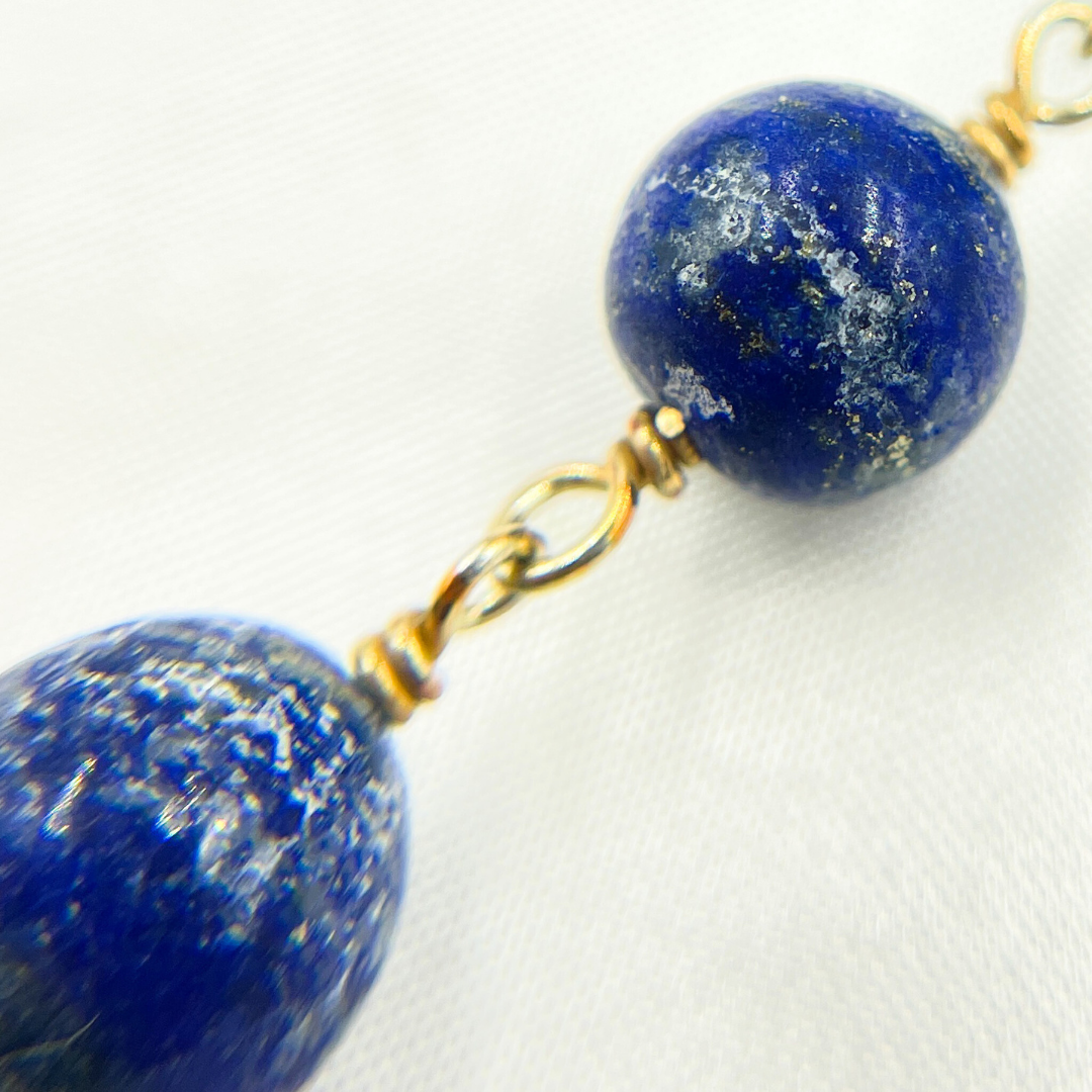 Lapis Lazuli Round Gold Plated Wire Chain. LAP8