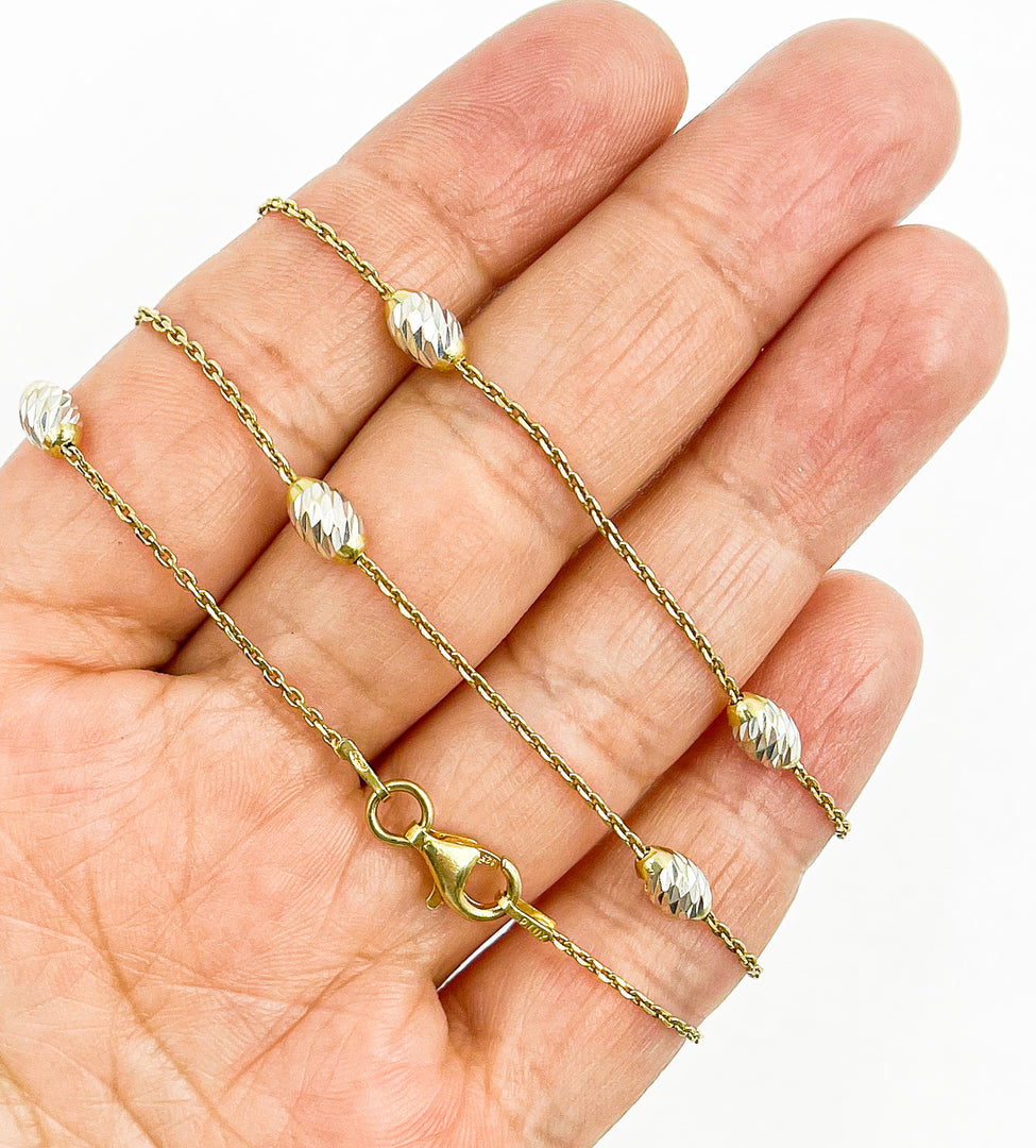 925 Sterling Silver 4x1.25 mm Satellite Gold Plated. 9Necklace