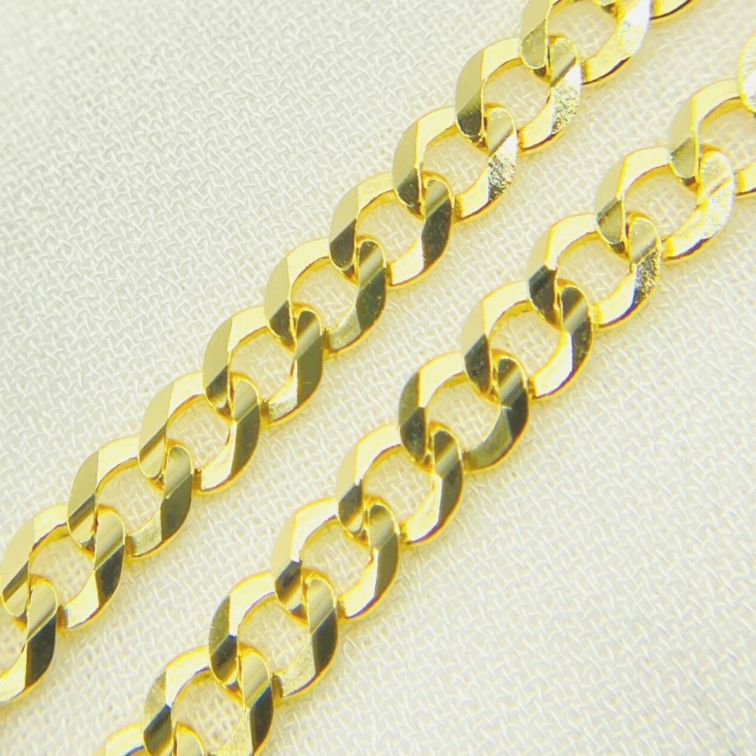 080R13FG1T2A9L001. 14K Solid Yellow Gold Miami Flat Curb Chain