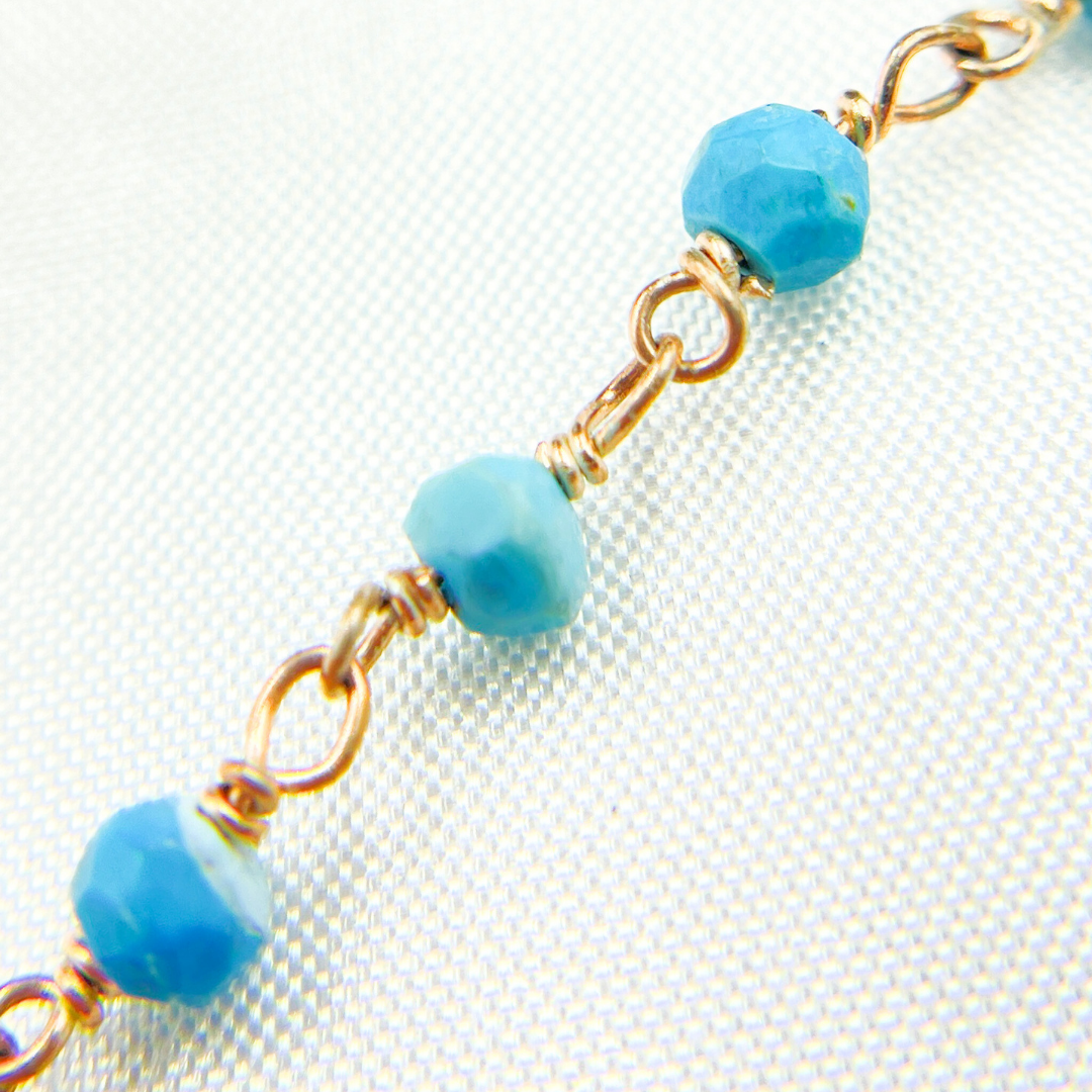 Turquoise Rose Gold Plated Wire Chain. TRQ34