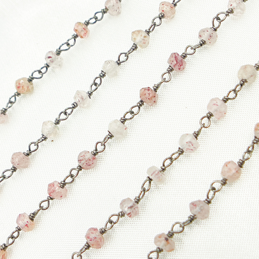 Strawberry Quartz Oxidized Wire Chain