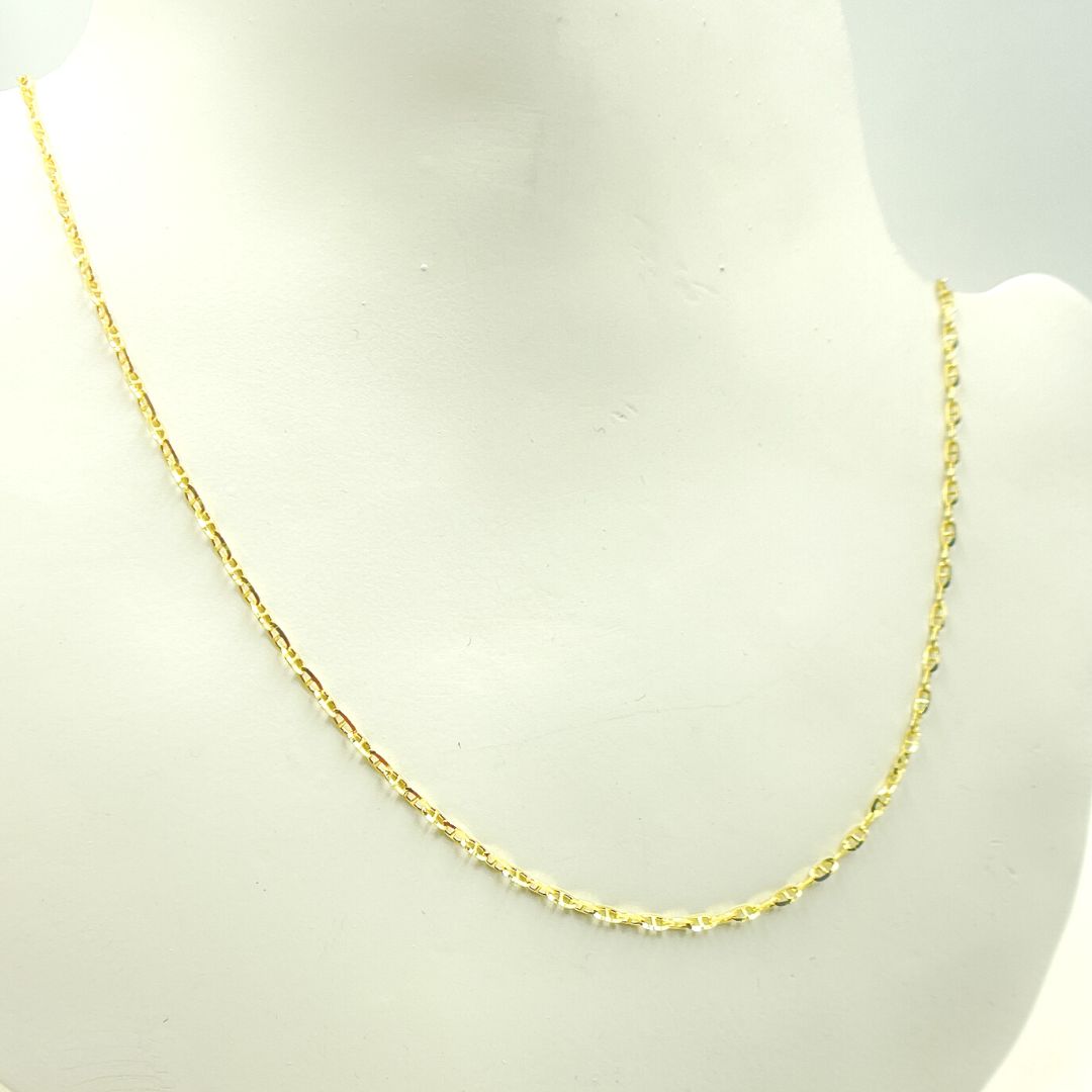 040FLP1L4L024. 14K Solid Gold Diamond Cut Marina Link Chain