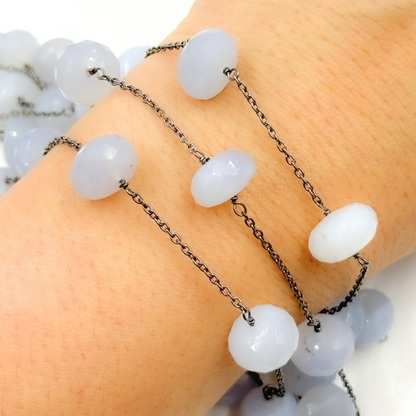 Natural Chalcedony Oxidized Wire Chain