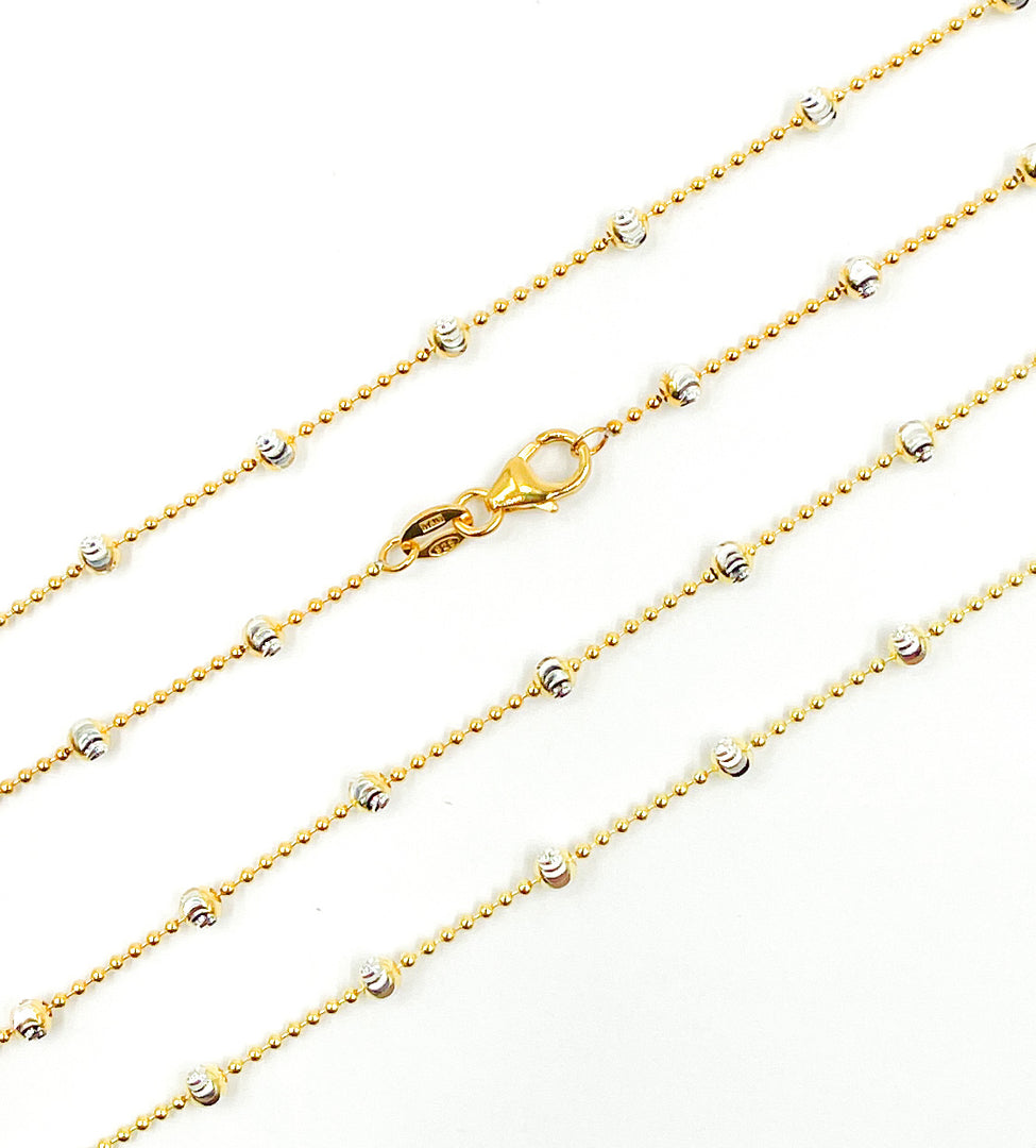 120KPLP3YM. Sterling Silver Gold & Silver Necklace Satellite