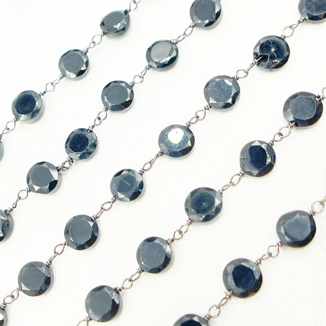 Black Spinel Hexagon Shape Oxidized Wire Chain