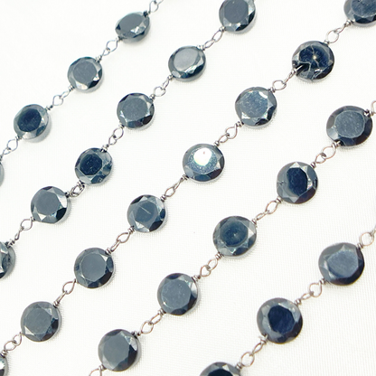 Black Spinel Hexagon Shape Oxidized Wire Chain