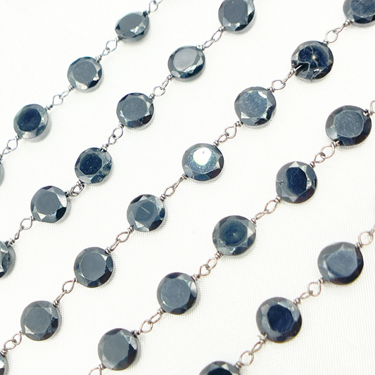 Black Spinel Hexagon Shape Oxidized Wire Chain