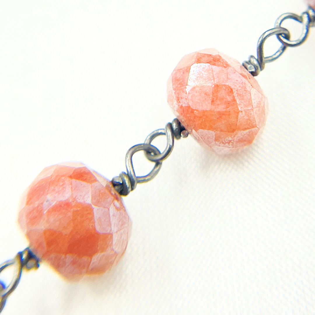Coated Agate Peach Oxidized Wire Chain