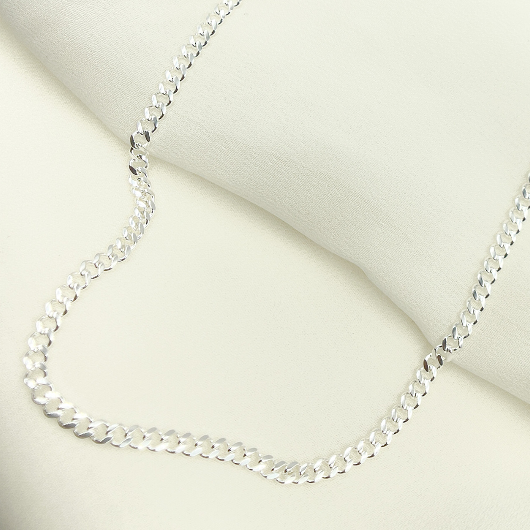 925 Sterling Silver Curb Monaco Necklace. 10014810GDNecklace