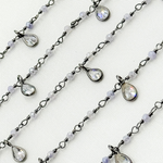 Load image into Gallery viewer, Coated Blue Quartz &amp; CZ Dangle Oxidized Wire Chain. CQU42
