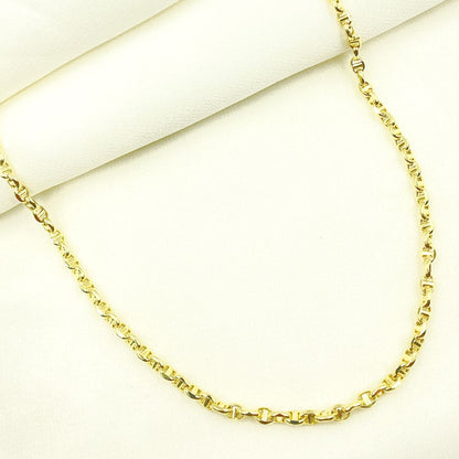 14K Solid Yellow Gold Diamond Cut Marina Style Link Chain