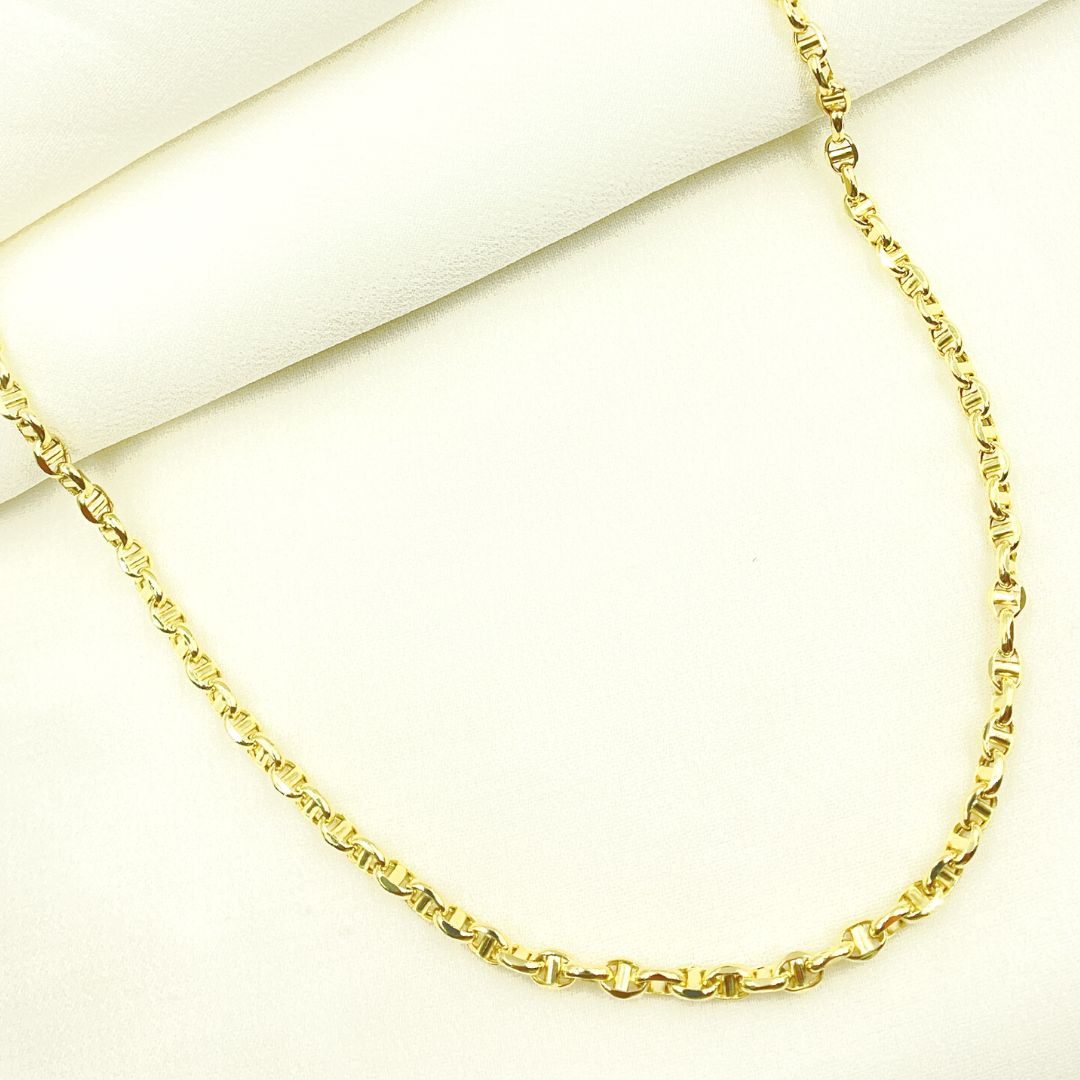 14K53. 14K Solid Yellow Gold Diamond Cut Marina Style Link Chain