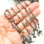 Load image into Gallery viewer, Pyrite and CZ Pear Shape Dangle Wire Chain. PYR32
