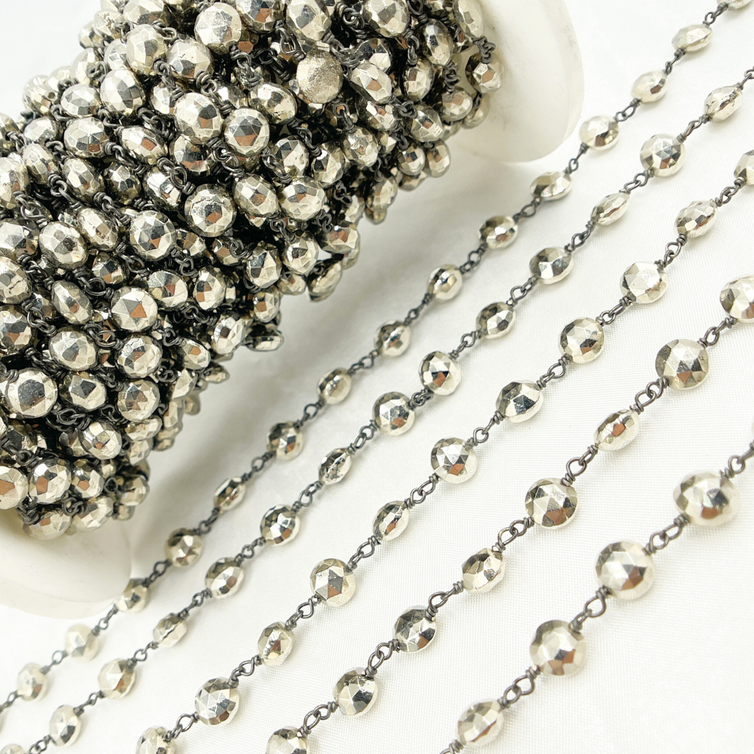 Steel Pyrite Small Coin Shape Oxidized Wire Chain. PYR41