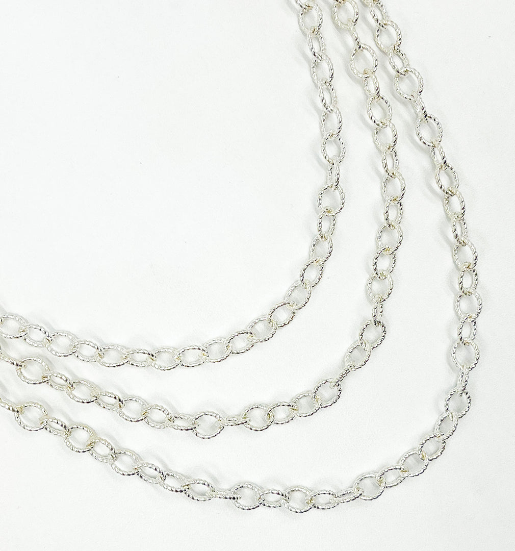 925 Sterling Silver Twisted Marquise Shape Link Chain. 617SS