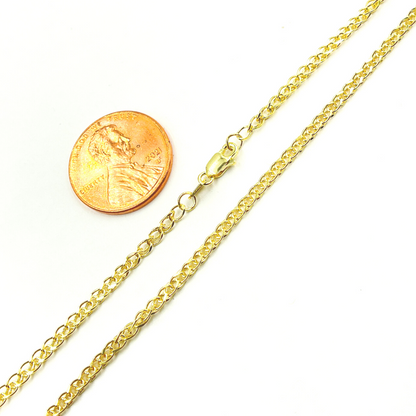14K Solid Gold Wheat Chain
