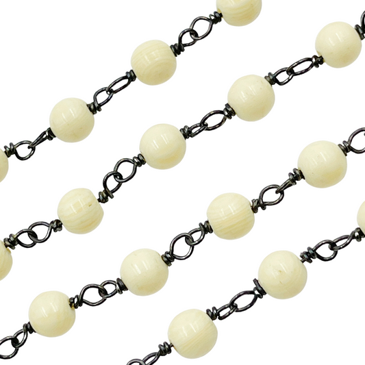 Resin Round Shape Oxidized 925 Sterling Silver Wire Chain