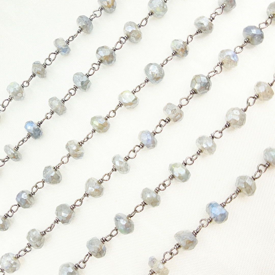 Coated Labradorite Oxidized Wire Chain. CLB53