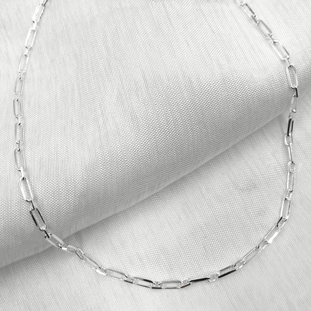 925 Sterling Silver Flat Paperclip Necklace. Z60Necklace