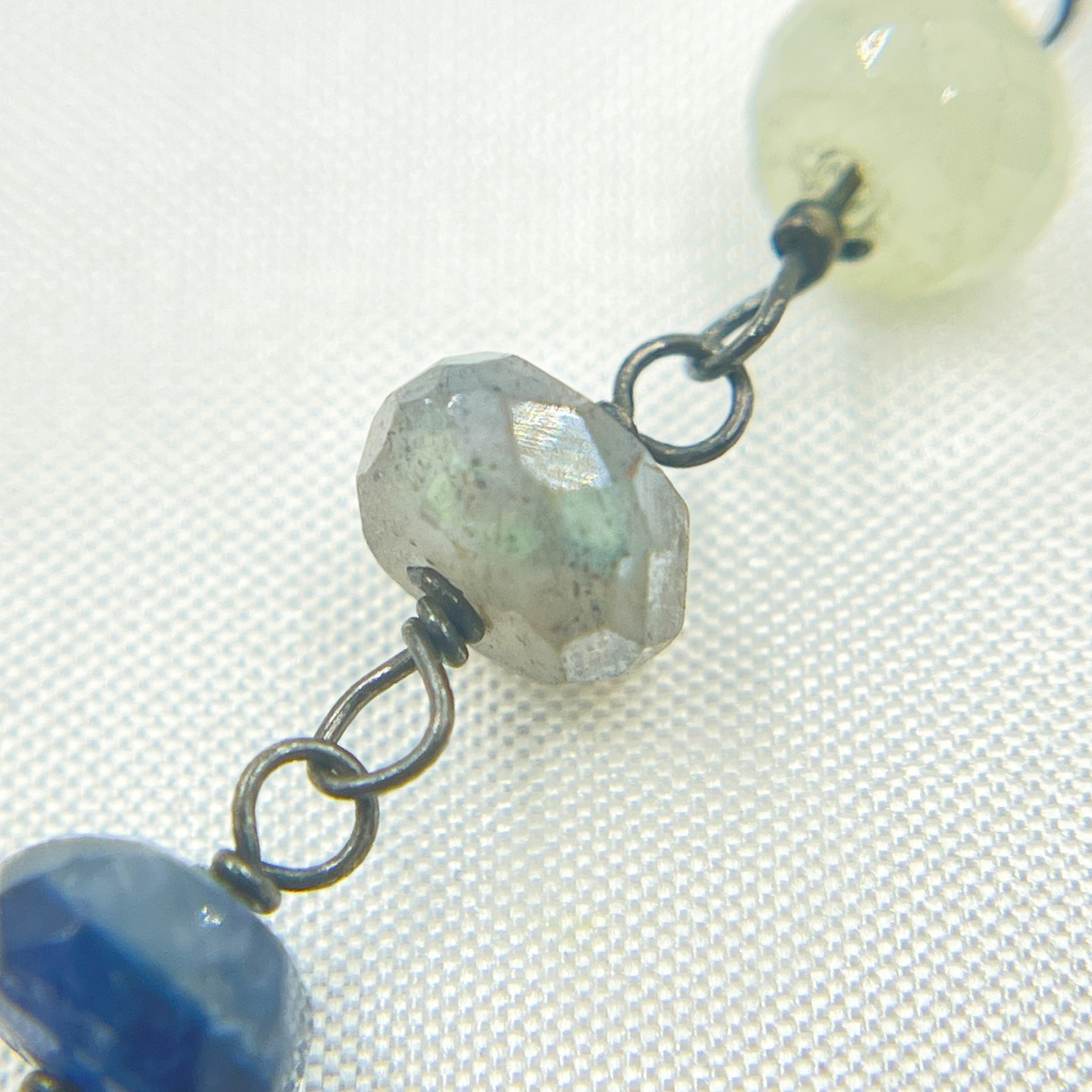 Multi Gemstone Oxidized Wire Chain.