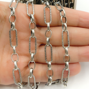 Oxidized Sterling Silver Long and Short Link Chain