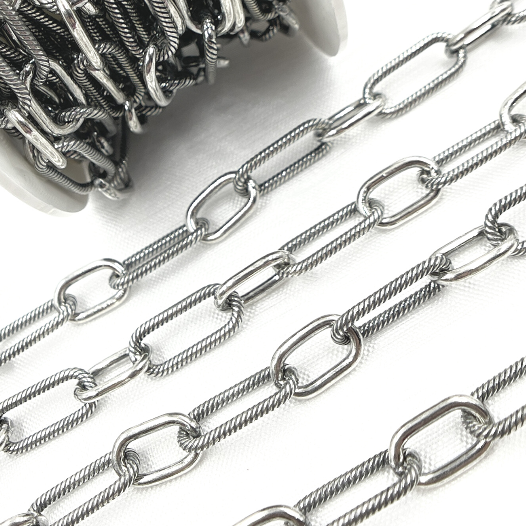 Oxidized 925 Sterling Silver Paperclip Chain