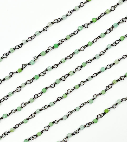 Chrysoprase Gemstone Faceted Wire Wrapped Chains