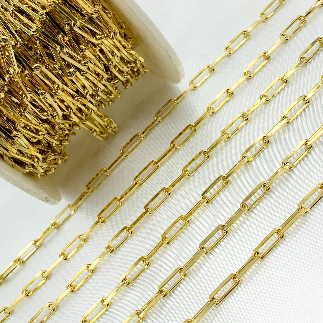 Gold Plated 925 Sterling Silver Diamond Cut Paperclip Chain. X16GP